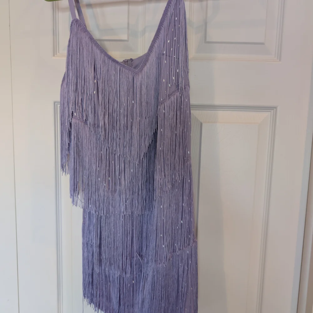 Lavender Fringe Beaded Slip Dress - Picture 1 of 2